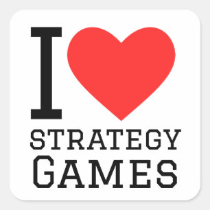 I love strategy games square sticker