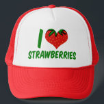 I Love Strawberries Cute Strawberry Farm Trucker Hat<br><div class="desc">A cute strawberry farm gift for someone who loves pretty red fruit in the summer.</div>
