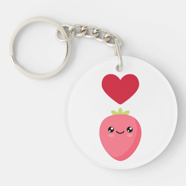 I love Strawberries Key Ring (Front)