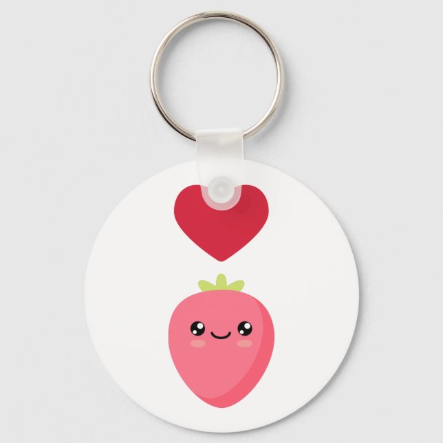 I love Strawberries Key Ring (Front)