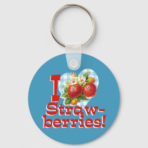 I Love Strawberries Key Ring