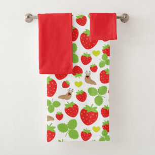 I Love Strawberries Seamless Pattern Bath Towel Set