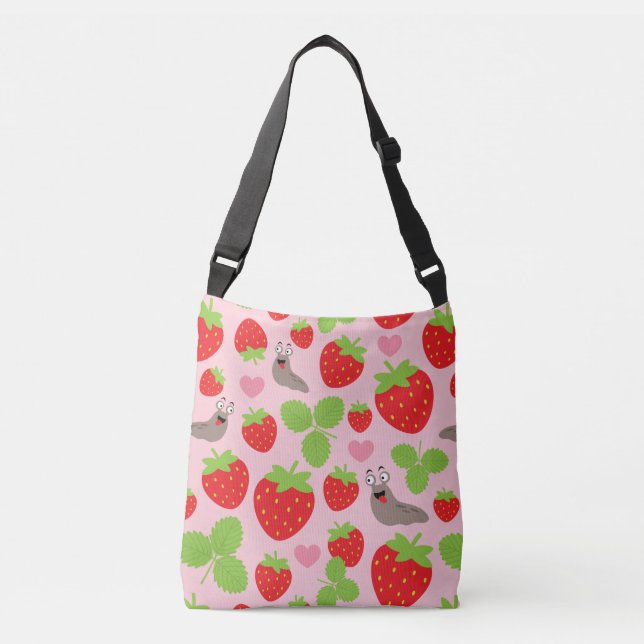 I Love Strawberries Seamless Pattern Crossbody Bag (Front)