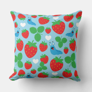 I Love Strawberries Seamless Pattern Cushion