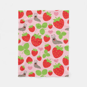 I Love Strawberries Seamless Pattern Fleece Blanket