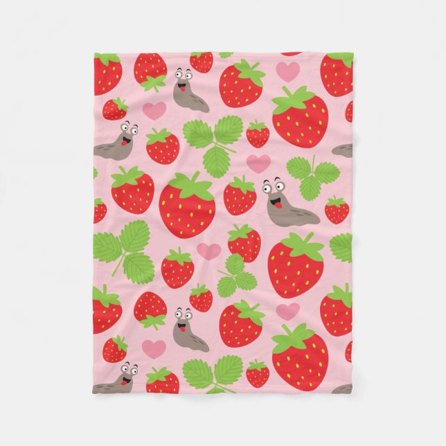 I Love Strawberries Seamless Pattern Fleece Blanket (Front)