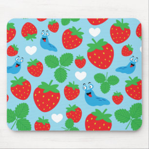 I Love Strawberries Seamless Pattern Mouse Mat