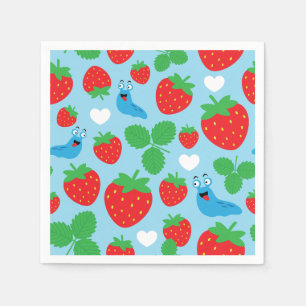 I Love Strawberries Seamless Pattern Napkin