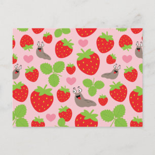 I Love Strawberries Seamless Pattern Postcard
