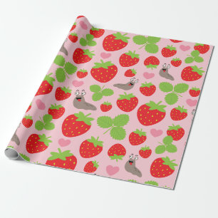 I Love Strawberries Seamless Pattern Wrapping Paper