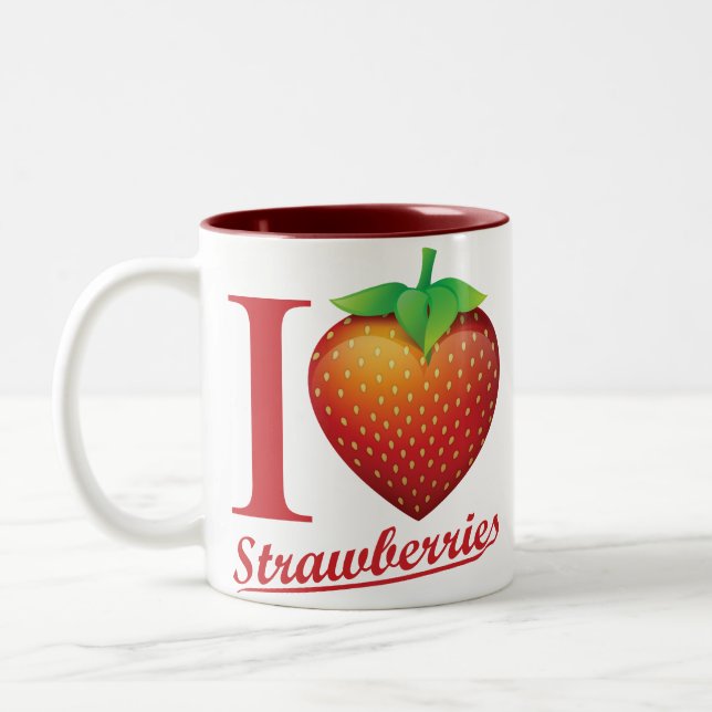I Love Strawberry Two-Tone Coffee Mug (Left)