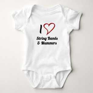 I Love String Bands & Mummers Baby Bodysuit