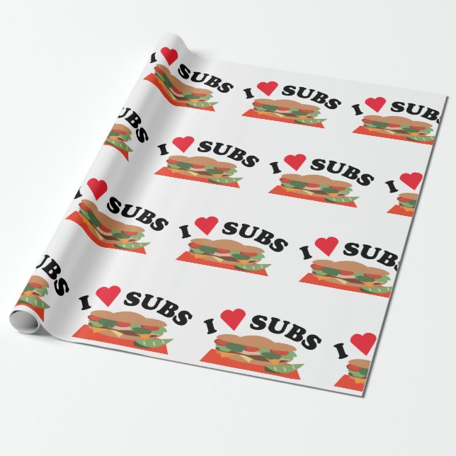 I Love Subs Wrapping Paper (Unrolled)