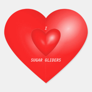 I Love Sugar Gliders Heart Sticker