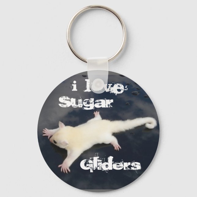 I Love  Sugar Gliders =Outbackgliders.com, Key Ring (Front)