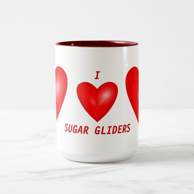 I Love Sugar Gliders Two-Tone Coffee Mug (Center)