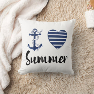 I Love Summer, Anchor And Heart Cushion