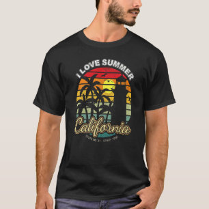 I Love Summer California Retro Sunset Lighthouse P T-Shirt