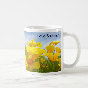 I Love Summer! Coffee Mug Poppy Flowers Meadow