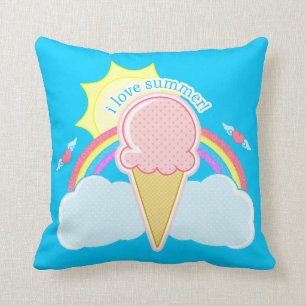 "I Love Summer" Ice Cream Cone Cushion