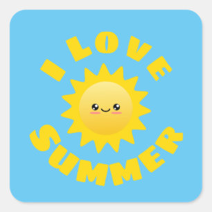 I love Summer Square Sticker