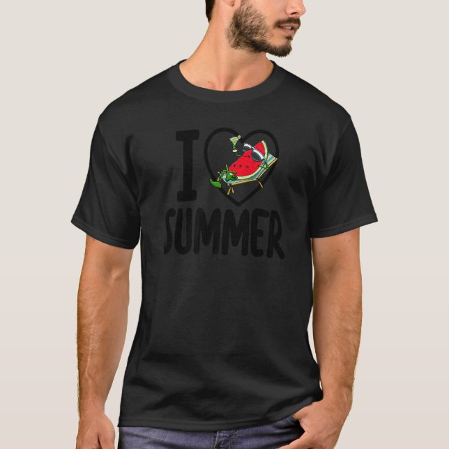 I Love Summer Watermelon  Women Love Melon Fruit T-Shirt (Front)