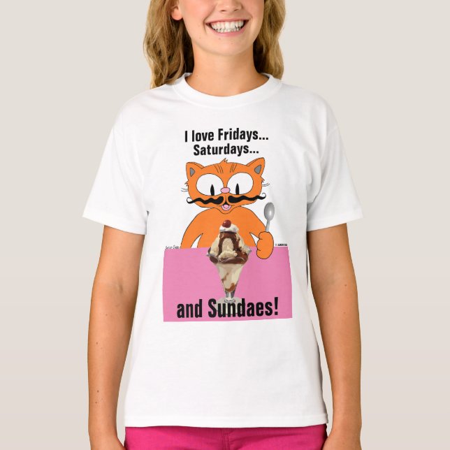 I Love Sundaes (Sundays) Ice Cream Cute Summer T-Shirt (Front)