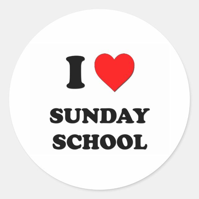 I love Sunday School Classic Round Sticker (Front)