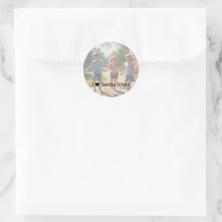 I Love Sunday School Kids Play Classic Round Sticker