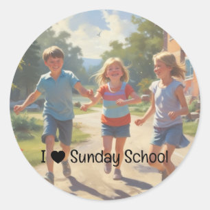 I Love Sunday School   Kids Play Classic Round Sticker