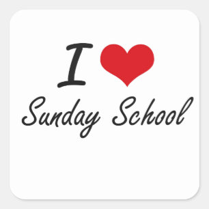 I love Sunday School Square Sticker