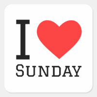 I love Sunday Square Sticker