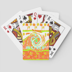 I Love Surf: Beautiful Floral with Cool Text Art  Playing Cards