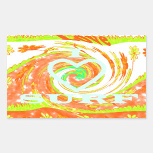 I Love Surf: Beautiful Floral with Cool Text Art  Rectangular Sticker