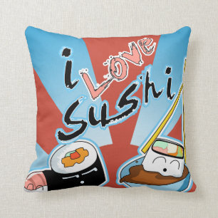 I Love Sushi Cartoon Sushi Cushion