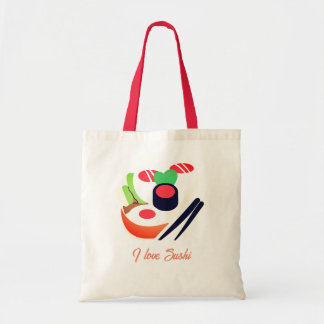 I love sushi design tote bag