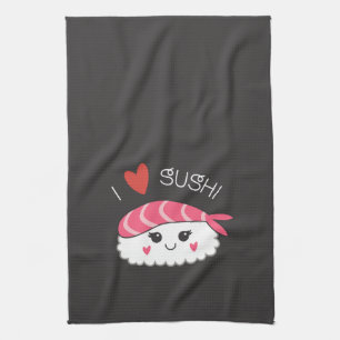 I Love Sushi Japanese Seafood Tea Towel