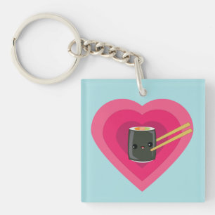 I Love Sushi Kawaii Sushi Roll keychain