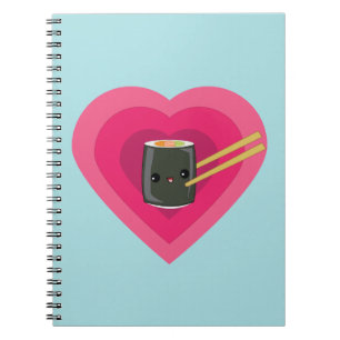 I Love Sushi Kawaii Sushi Roll Notebook