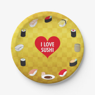 I LOVE SUSHI PAPER PLATE