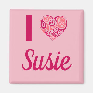I Love Susie Tribal Heart Magnet