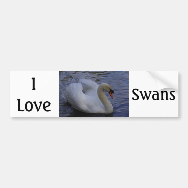 I Love Swans Bumper Sticker (Front)