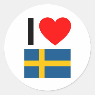 i love sweden classic round sticker