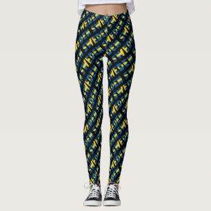 I Love Sweden Flag Colours Typography Pattern Cute Leggings