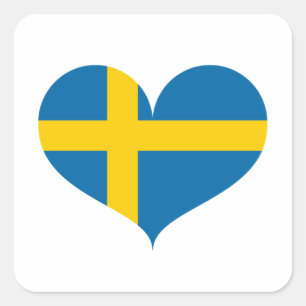 I Love Sweden Flag Square Sticker
