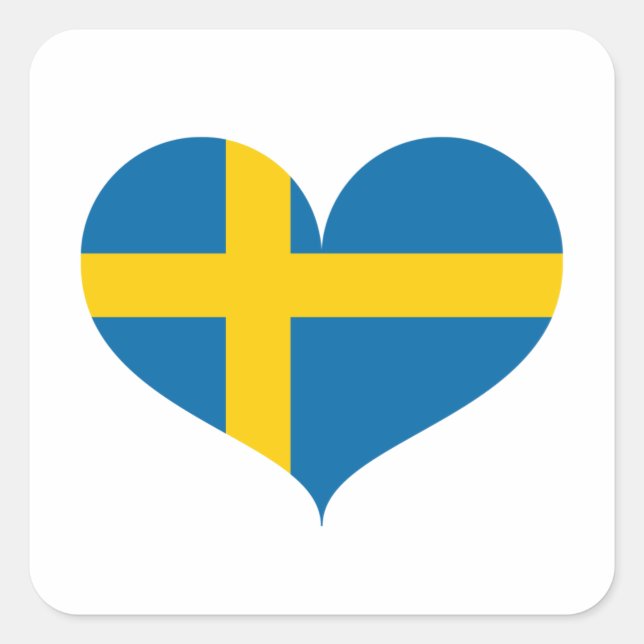 I Love Sweden Flag Square Sticker (Front)