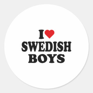 I Love Swedish Boys I Heart Swedish Boys Classic Round Sticker