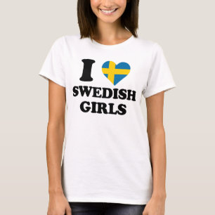 I Love Swedish Girls Heart Flag T-Shirt