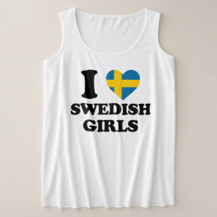 I Love Swedish Girls Heart Flag Plus Size Tank Top