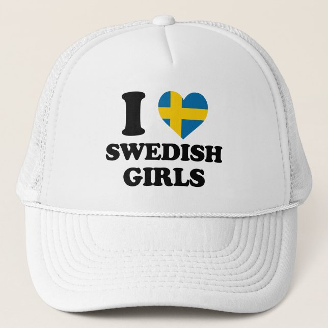 I love Swedish Girls Trucker Hat (Front)